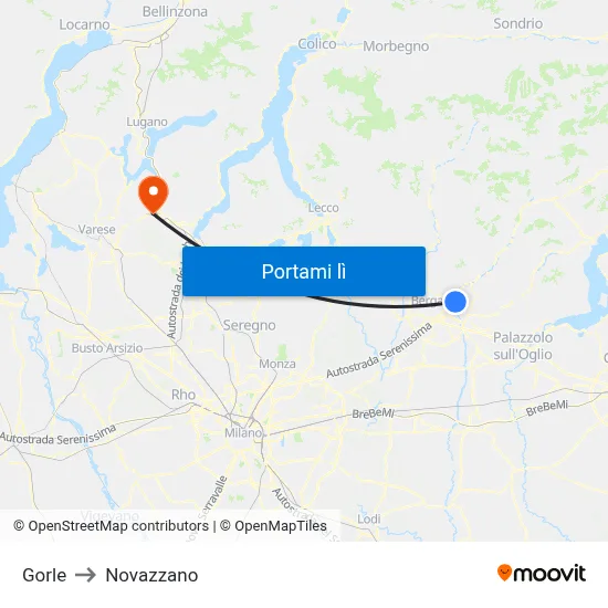 Gorle to Novazzano map