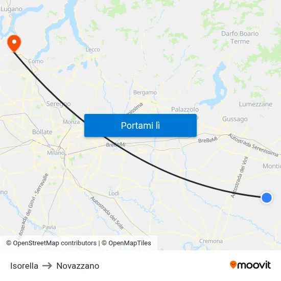 Isorella to Novazzano map