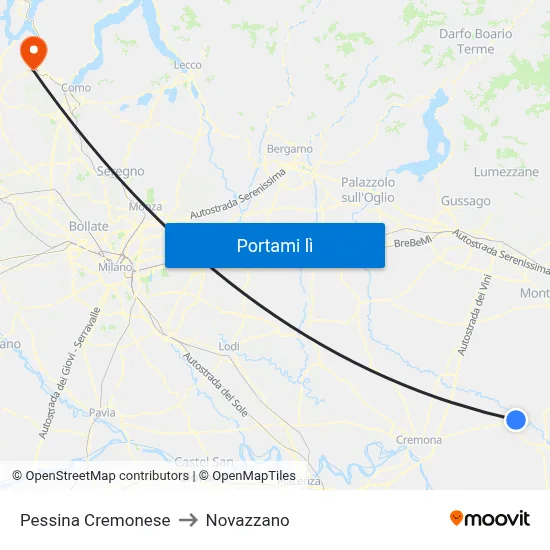 Pessina Cremonese to Novazzano map