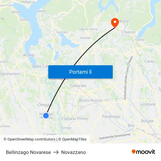 Bellinzago Novarese to Novazzano map
