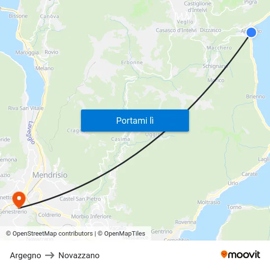 Argegno to Novazzano map