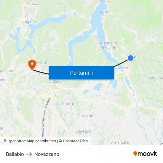 Ballabio to Novazzano map