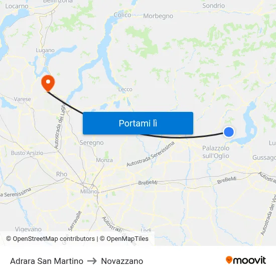 Adrara San Martino to Novazzano map