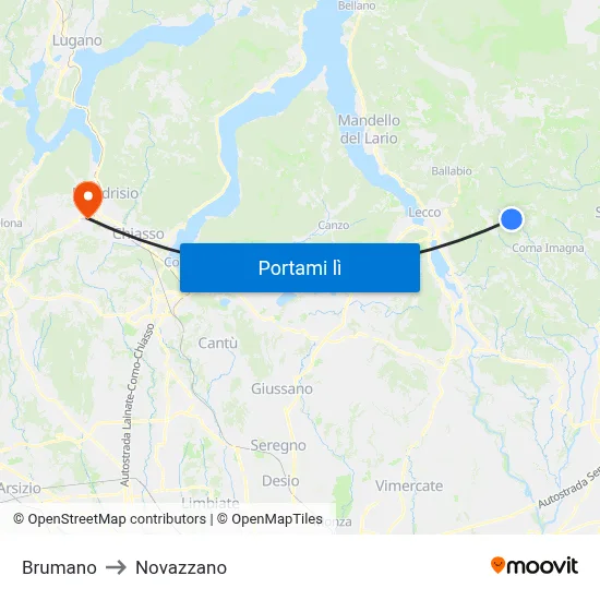 Brumano to Novazzano map