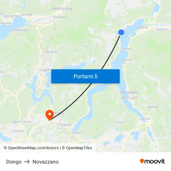 Dongo to Novazzano map