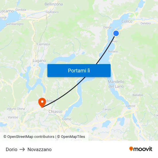 Dorio to Novazzano map
