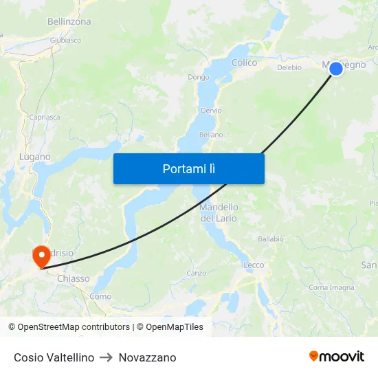 Cosio Valtellino to Novazzano map