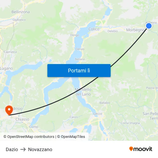 Dazio to Novazzano map