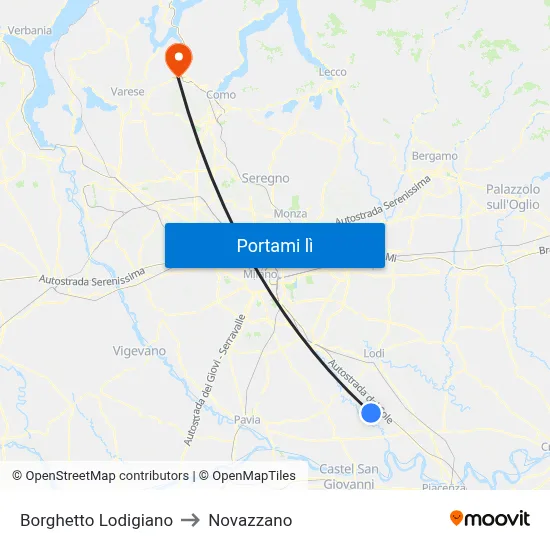 Borghetto Lodigiano to Novazzano map