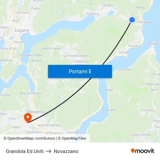 Grandola Ed Uniti to Novazzano map