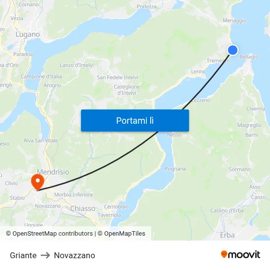 Griante to Novazzano map