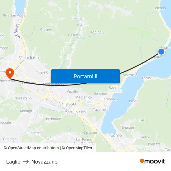 Laglio to Novazzano map