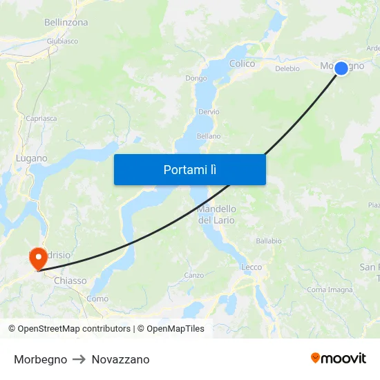 Morbegno to Novazzano map