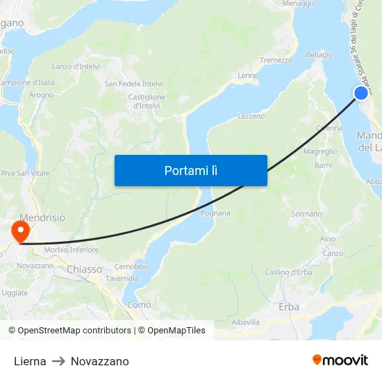 Lierna to Novazzano map