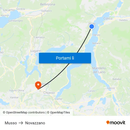 Musso to Novazzano map