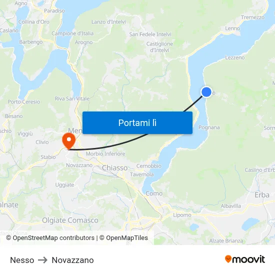 Nesso to Novazzano map