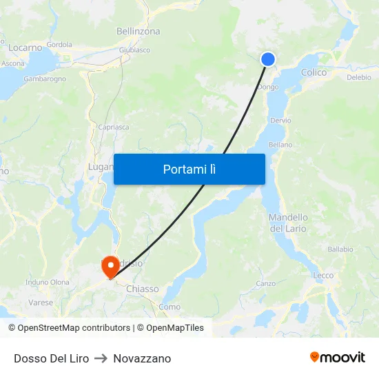 Dosso Del Liro to Novazzano map