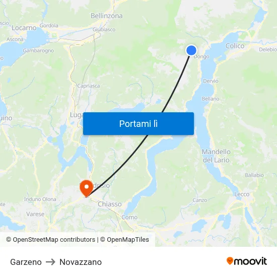 Garzeno to Novazzano map