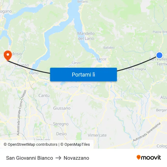 San Giovanni Bianco to Novazzano map
