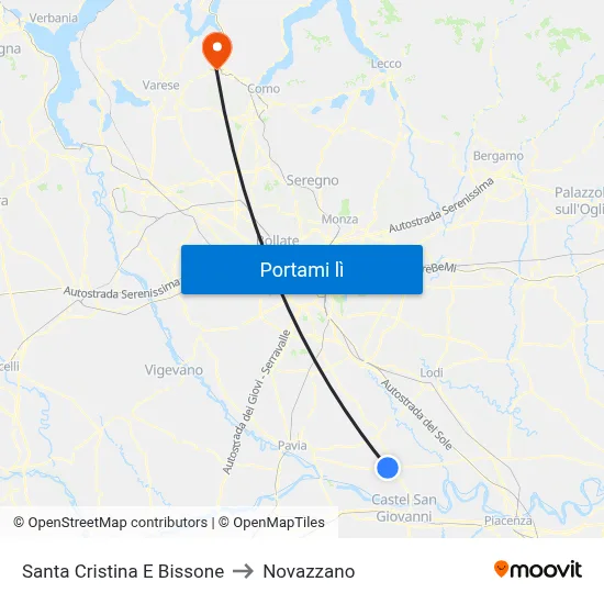 Santa Cristina E Bissone to Novazzano map