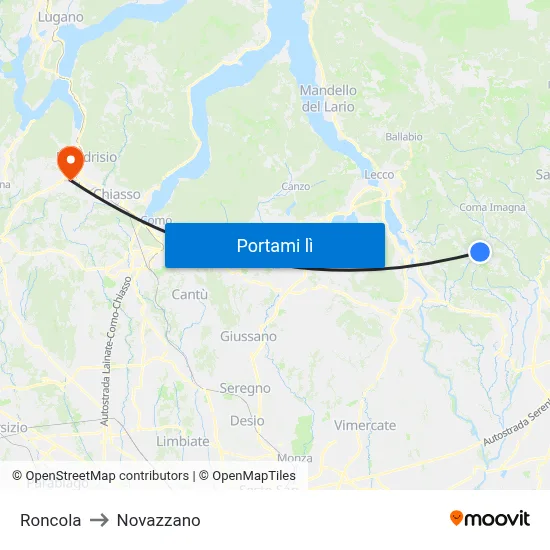 Roncola to Novazzano map
