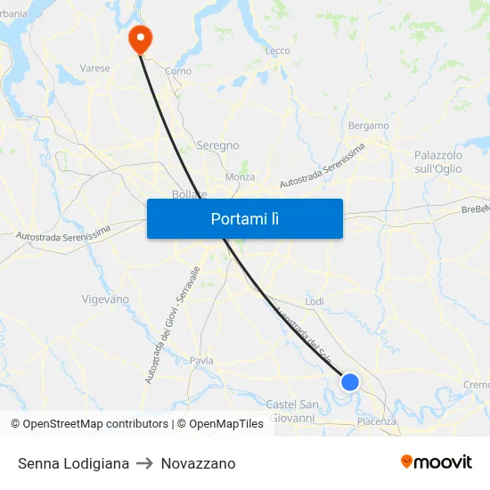 Senna Lodigiana to Novazzano map