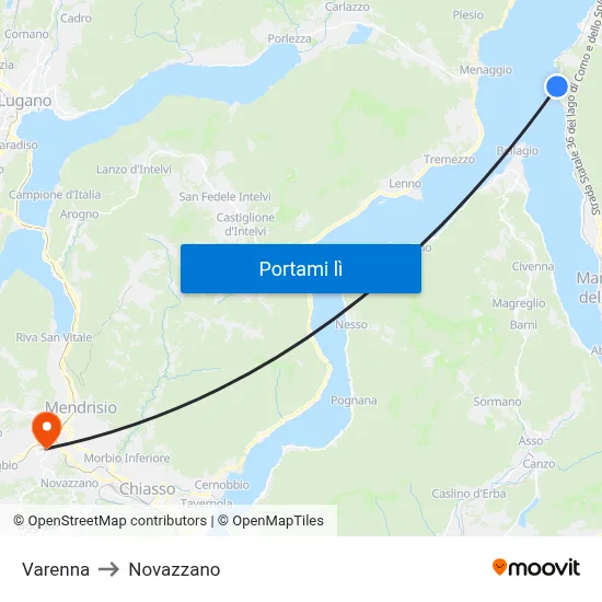 Varenna to Novazzano map