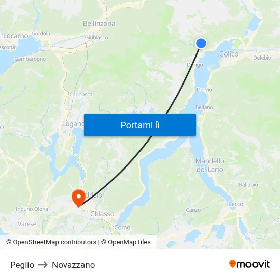 Peglio to Novazzano map