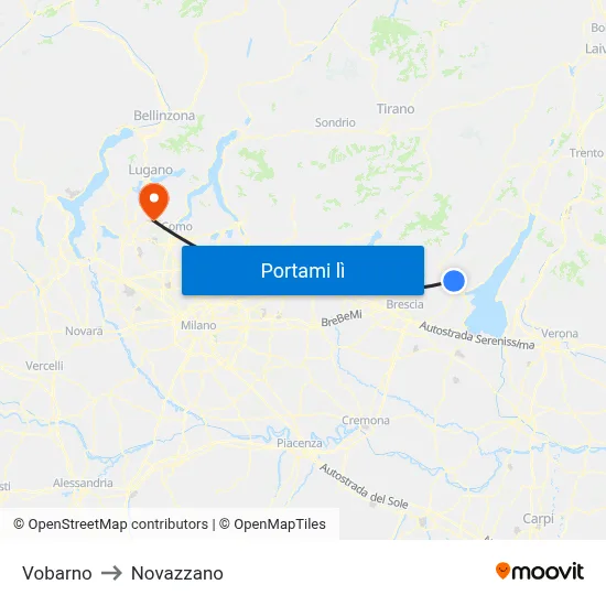 Vobarno to Novazzano map