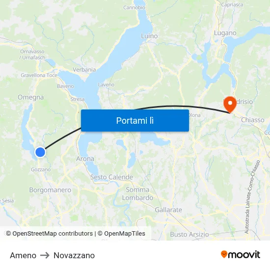 Ameno to Novazzano map