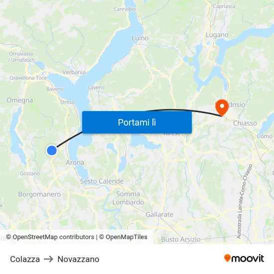 Colazza to Novazzano map