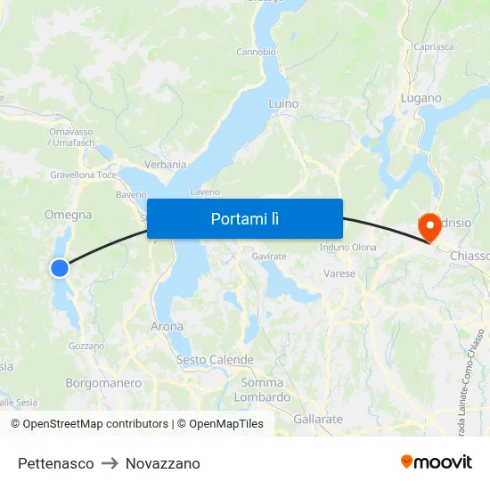 Pettenasco to Novazzano map