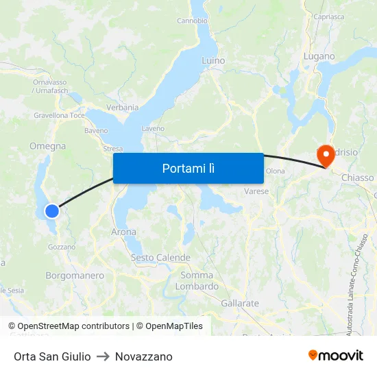 Orta San Giulio to Novazzano map