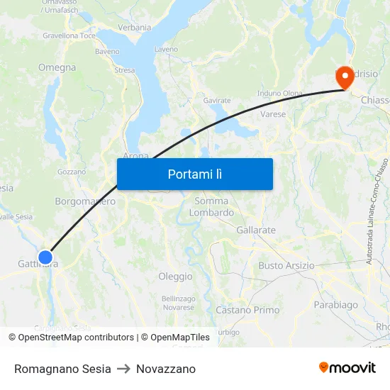 Romagnano Sesia to Novazzano map