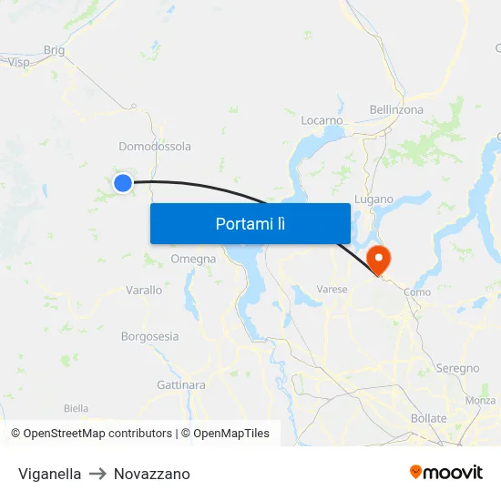 Viganella to Novazzano map