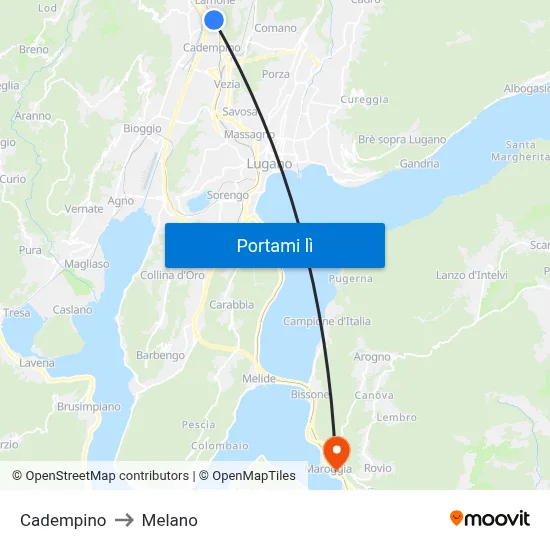 Cadempino to Melano map