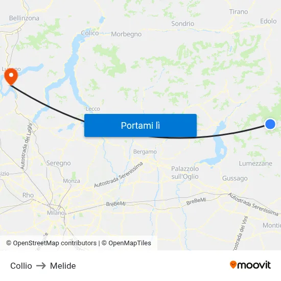 Collio to Melide map