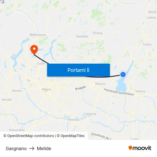 Gargnano to Melide map