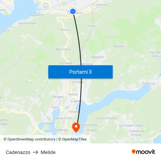 Cadenazzo to Melide map