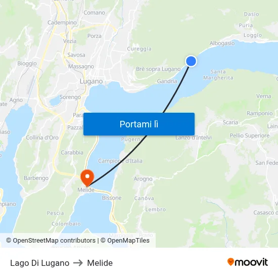 Lago Di Lugano to Melide map