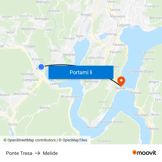 Ponte Tresa to Melide map