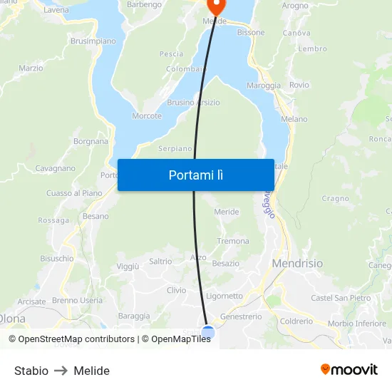 Stabio to Melide map