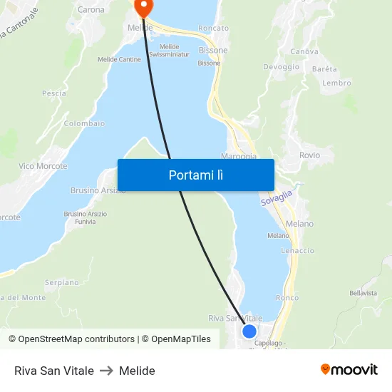 Riva San Vitale to Melide map