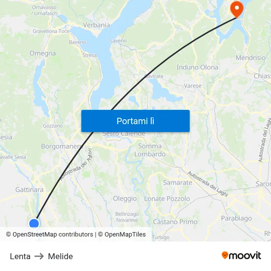 Lenta to Melide map