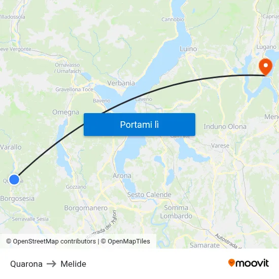 Quarona to Melide map