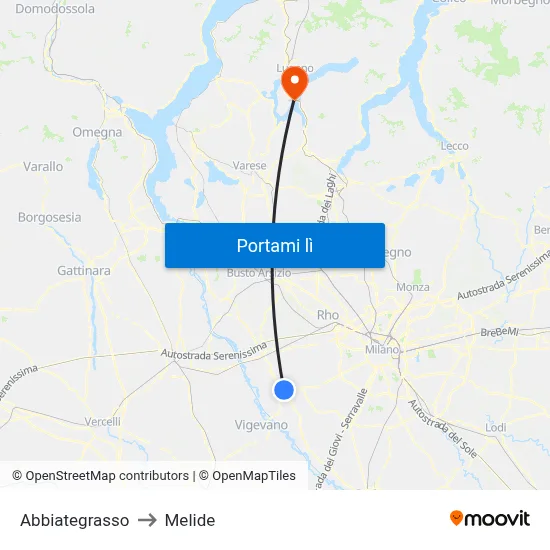 Abbiategrasso to Melide map