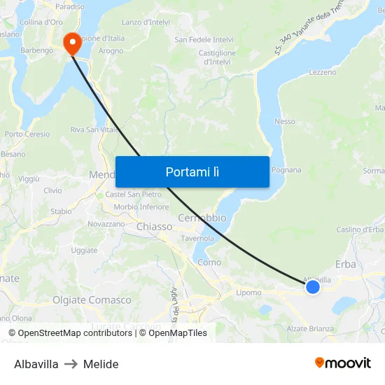 Albavilla to Melide map