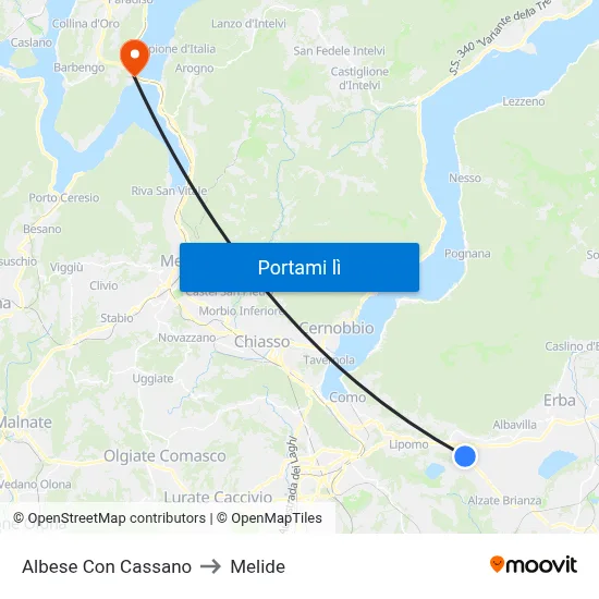 Albese Con Cassano to Melide map