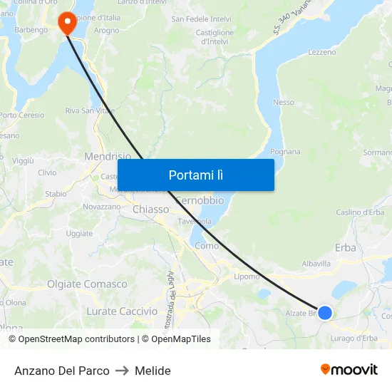 Anzano Del Parco to Melide map