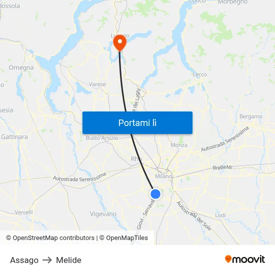 Assago to Melide map